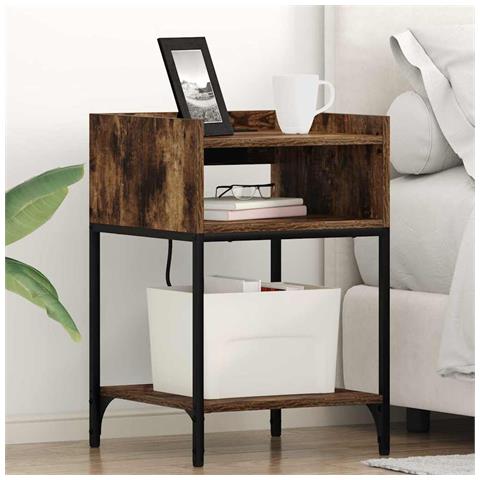 Armadio da Notte Rovere fumo 40 x 40 x 61 cm Legno multistrato - Foto 2