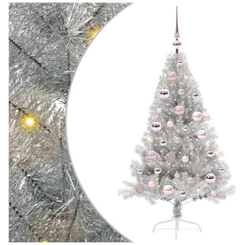 Albero di Natale artificiale con luci integrate Argento 120 cm - Foto 1