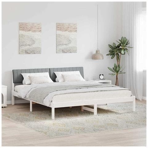 Struttura del Letto Bianco e grigio chiaro 180 x 200 cm - Foto 2