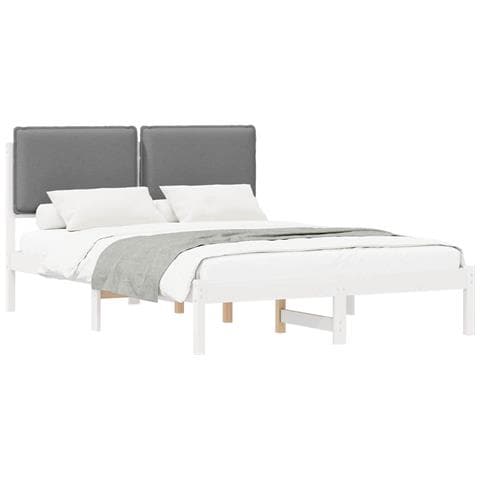 Letto con Testiera Rivestita Grigio chiaro 135 x 190 cm - Foto 1