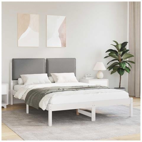 Letto con Testiera Rivestita Grigio chiaro 135 x 190 cm - Foto 2