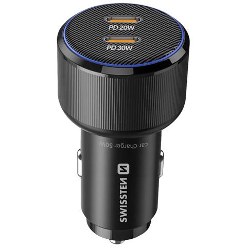 Caricatore Per Auto A Ricarica Rapida 50w 2x Usb-c Power Delivery, Nero - Foto 1