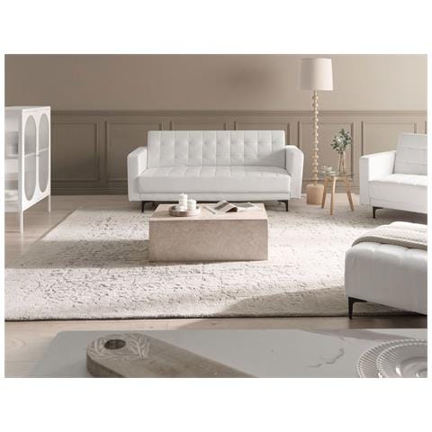 Divano Letto 3 Posti Aberdeen Pelle Sintetica Bianco - Foto 1