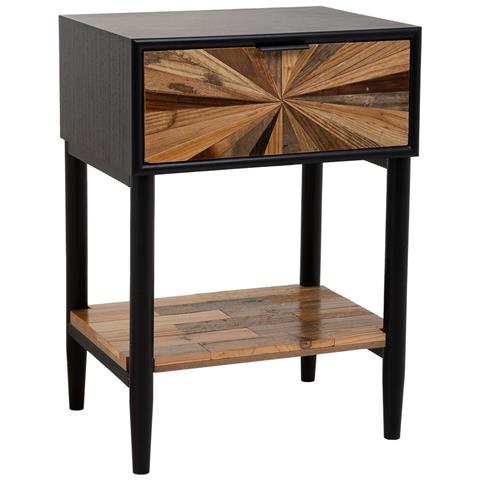 Tavolo In Legno E Metallo Con 1 Cassetto E 1 Ripiano Marrone 41x32x60 - Foto 1