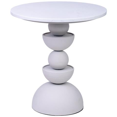 Tavolino In Metallo Bianco E Legno 40,5x40,5x45h Cm - Foto 1