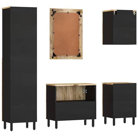 Set Mobili da Bagno 5 pz in Legno Massello di Mango - Foto 9