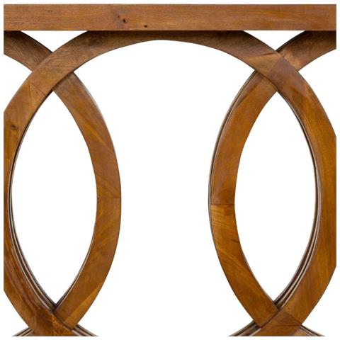 Tavolino Da Ingresso Artigianale In Legno Marrone 140x35x81h Cm - Foto 8