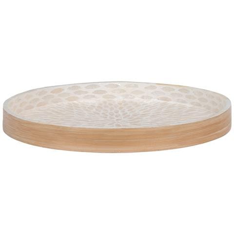 Vassoio Rotondo In Bamboo E Capiz Beige 40 Cm - Foto 1