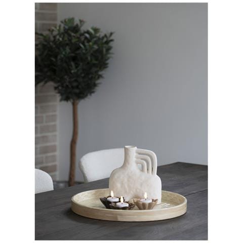 Vassoio Rotondo In Bamboo E Capiz Beige 40 Cm - Foto 4