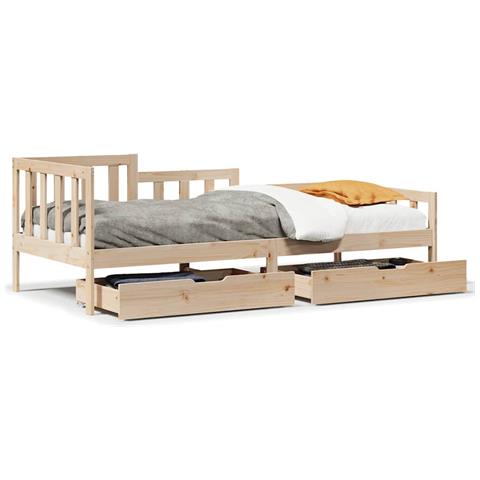 Dormeuse con Cassetti 90x190 cm in Legno Massello Pino - Foto 1