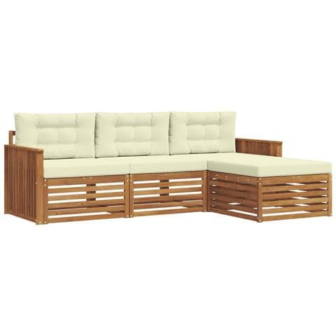 Set di divani da esterno con cuscino 4 pcs Naturale e Crema - Foto 1