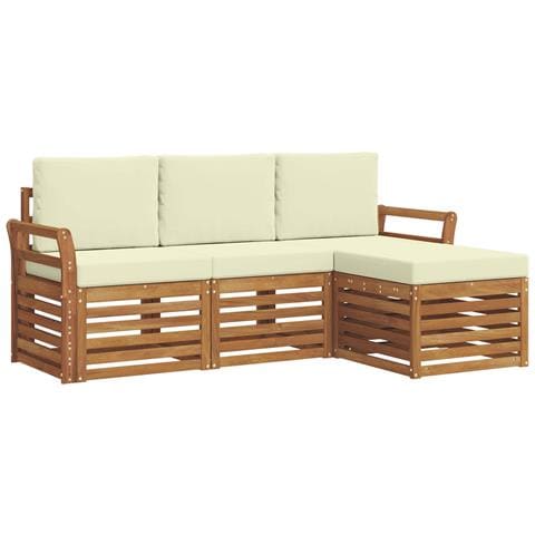 Set divani 4 pcs Naturale e Crema Legno di Acacia Massello - Foto 1