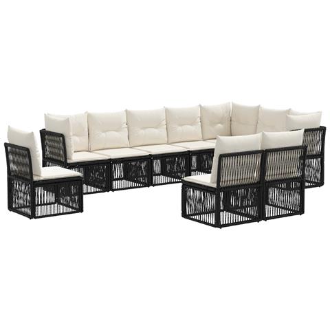 Set Divano da Giardino 10 pcs Nero polyrattan - Foto 1