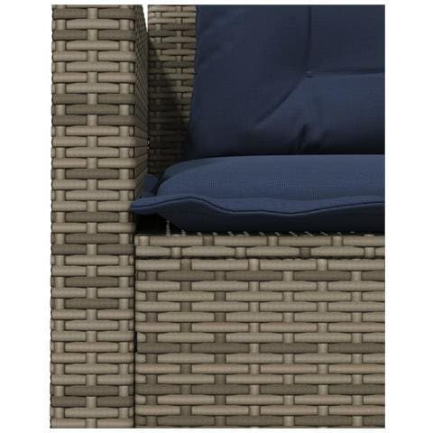 Divano da giardino con Tavolino e cuscini a forma di L in Polyrattan Grigio - Foto 9