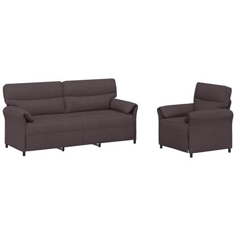 Set di divani 2 pz Marrone Scuro Tessuto - Foto 1