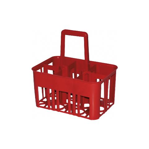Cestello In Plastica Porta Bottiglie A 6 Posti 10x10 Cm - Rosso - Foto 1