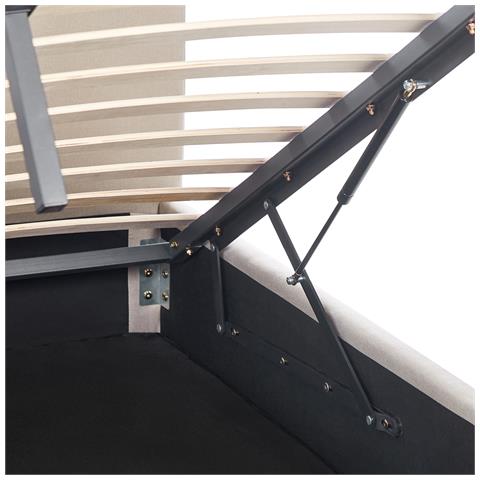 Letto Matrimoniale In Tessuto Beige Con Contenitore 180 X 200 Cm Rennes - Foto 30