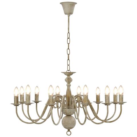 Candelabro Stile Anticato Bianco 12 Lampadine E14 - Foto 2