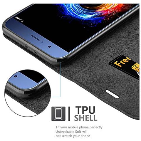 Cadorabo Custodia Compatibile Con Honor 8 Pro In Nero Di Notte - Coperchio Protettiva Con Chiusura Magnetica, Funzione Stand E Tasca Per Le Carte - Foto 2