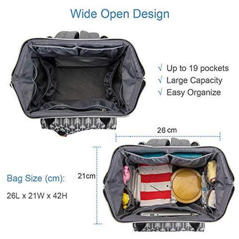 Fasciatoio Zaino Borsa Con Fasciatoio Freccia Stampa Grigio - Foto 2