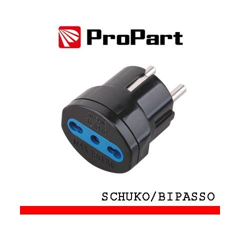 Adattatore Bipasso Spina Schuko Nero Polybag - Foto 1