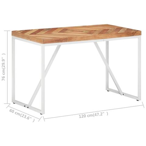 Tavolo Da Pranzo 120x60x76 Cm Legno Massello Di Acacia E Mango - Foto 2