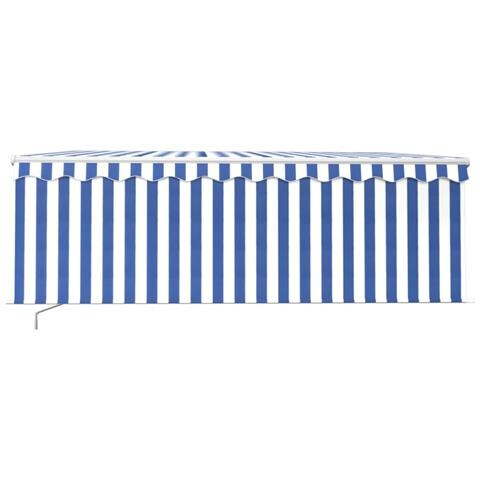 Tenda Sole Retrattile Manuale con LED 4,5x3m Blu e Bianco - Foto 7