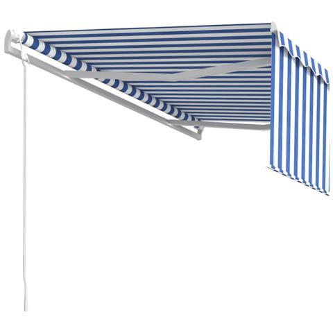 Tenda Sole Retrattile Automatica con Parasole 4x3,5m Blu Bianco - Foto 2