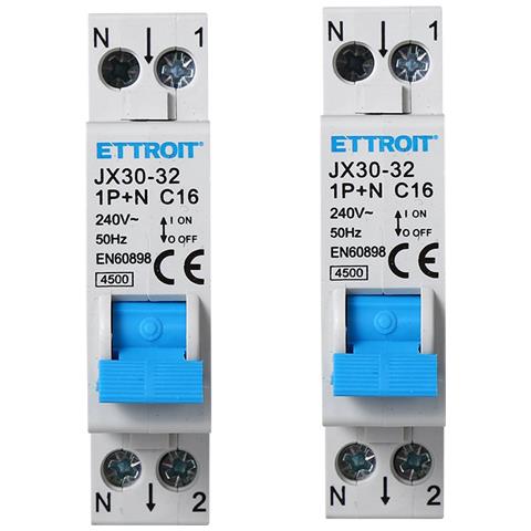 Interruttore Magnetotermico Automatico 1p+n 16a 220v Salvavita 2 Pezzi - Foto 1