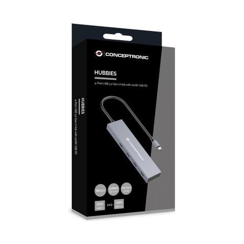 Hubbies14g Hub Di Interfaccia Usb 3.2 Gen 2 (3.1 Gen 2) Type-c 10000 Mbit /s Grigio - Foto 3