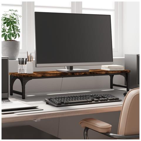 Supporto Per Monitor Rovere Fumo 85x23x15,5cm Legno Multistrato - Foto 6