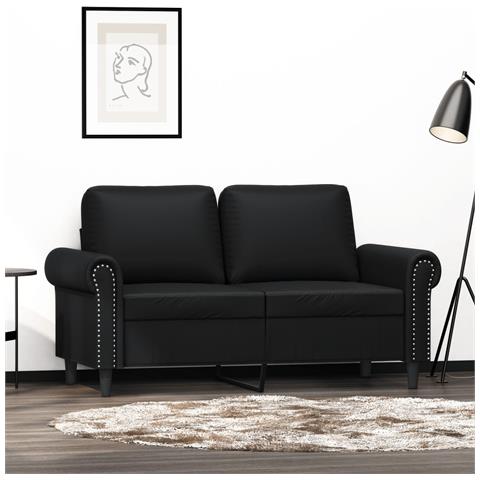 Divano A 2 Posti Nero 120 Cm In Similpelle - Foto 1