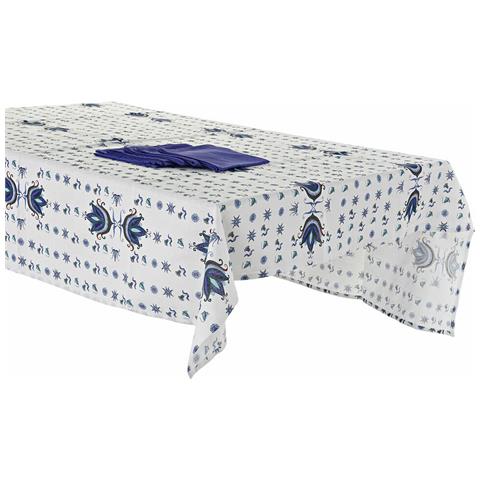 Tovaglia E Tovaglioli Dkd Home Decor 150 X 150 X 0,5 Cm Azzurro Bianco (2 Unità) - Foto 2
