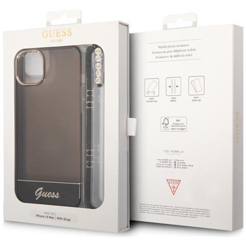 Cover Per Iphone 14 Con Cinturino Di Perle, Nero - Foto 3