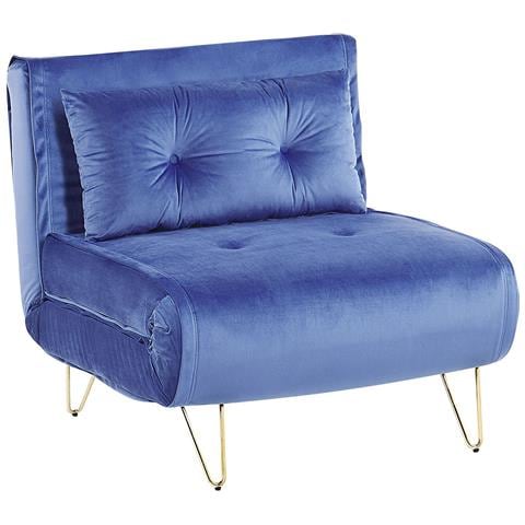 Divano Letto Singolo Vestfold Velluto Blu Marino - Foto 2