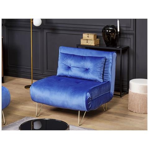 Divano Letto Singolo Vestfold Velluto Blu Marino - Foto 1