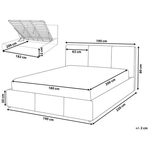 Letto Contenitore Velluto Bousse 180 X 200 Cm Grigio Chiaro - Foto 15