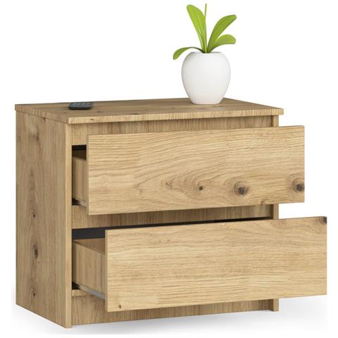 Comodino K60, 2 cassetti, 60x40x55 cm, Colore Quercia Artisan - Foto 2