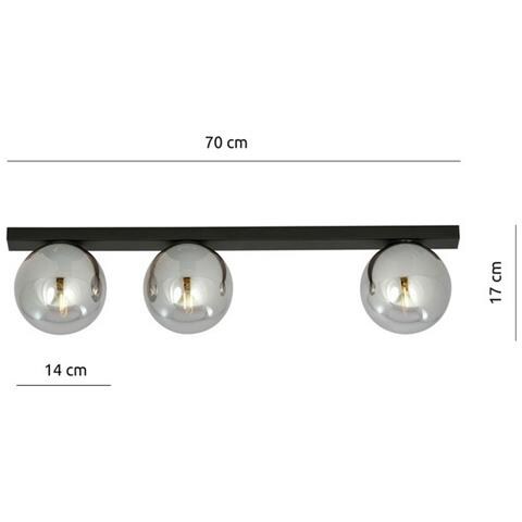 Lampada A Soffitto Fit - Nero, Grigio - Acciaio Verniciato A Polvere, Vetro - 70x17x14 Cm - Foto 2