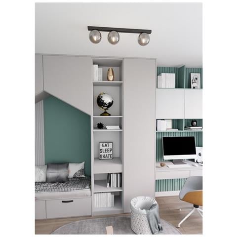 Lampada A Soffitto Fit - Nero, Grigio - Acciaio Verniciato A Polvere, Vetro - 70x17x14 Cm - Foto 6