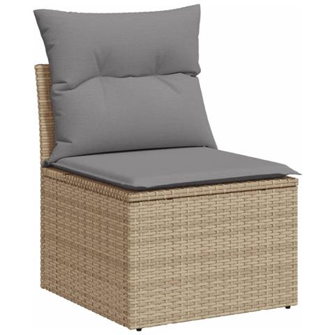 Set Divani Da Giardino 7 Pz Con Cuscini Beige In Polyrattan - Foto 3