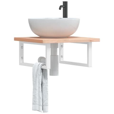 Reggimensole Per Lavabo 2 Pz Bianche Rettangolari In Acciaio - Foto 1