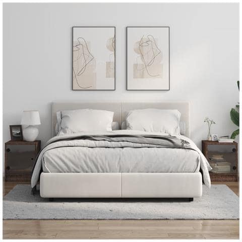 Comodini Con Ante In Vetro 2pz Rovere Marrone 35x37x42 Cm - Foto 3