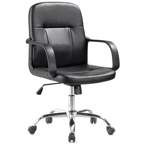 Poltrona Da Ufficio Pc116p In Ecopelle Nero E Base Cromata - Foto 1