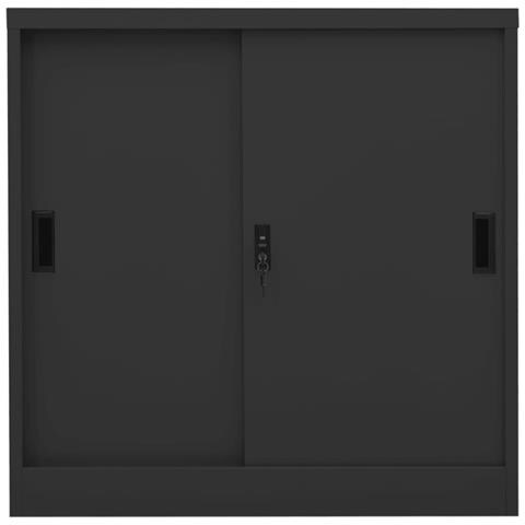 Lusso Casadino -  Armadio Ufficio Anta Scorrevole Antracite 90x40x90cm Acciaio - Foto 1