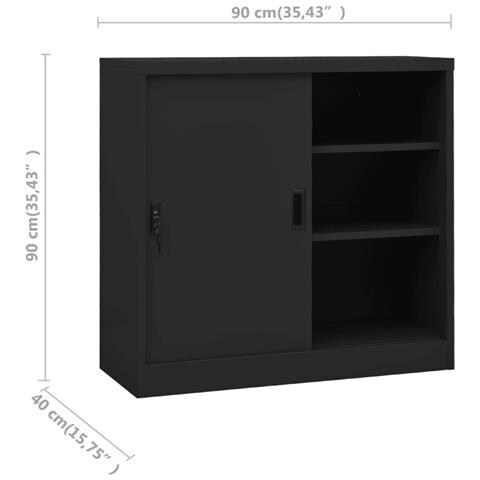 Lusso Casadino -  Armadio Ufficio Anta Scorrevole Antracite 90x40x90cm Acciaio - Foto 8