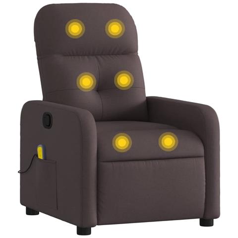 Lusso Casadino -  Poltrona Massaggiante Reclinabile Marrone Scuro In Tessuto - Foto 1