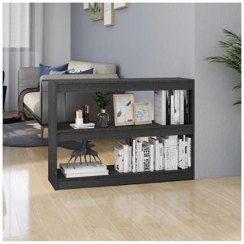 Lusso Casadino - Libreria/divisorio Grigio 100x30x71,5 Cm In Legno Massello Di Pino - Foto 8