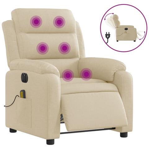 Poltrona Reclinabile Massaggiante Elettrica Crema In Tessuto - Foto 1