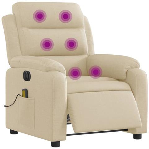 Poltrona Reclinabile Massaggiante Elettrica Crema In Tessuto - Foto 2